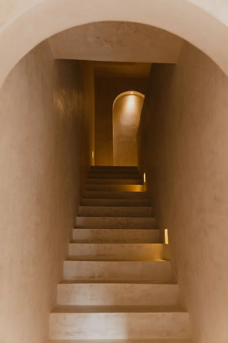 Altar — stair and arched passage
